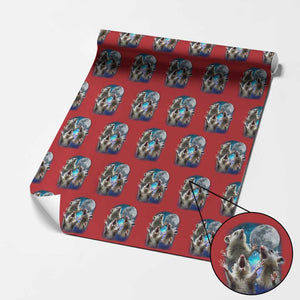 Funny Opossum Meme Wrapping Paper Roll Three Possum Screaming Under The Moon Weird Cursed Meme TS02 Red Print Your Wear
