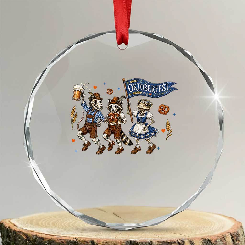 Funny Opossum Raccoon Frog Oktoberfest Beer Graphic Crystal Glass Ornament Spooky Drinking Team TS12 Transparent Glass 3'' Circle Print Your Wear