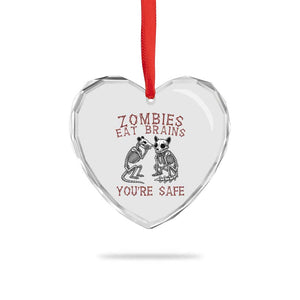 Funny Opossum Raccoon Skeleton Heart Crystal Glass Ornament Zombies Eat Brains Dont Worry You Are Safe