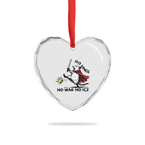 Funny Opossum Warrior Political Gift Heart Crystal Glass Ornament No Kings No Wars No Ice TS12 Print Your Wear