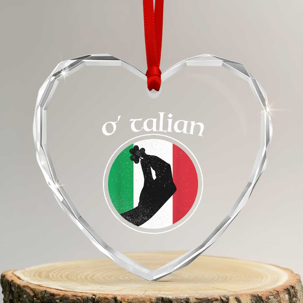 Funny O'Talian Heart Crystal Glass Ornament St Patrick's Day Italian Pinched Fingers Shamrock TS11 Transparent Glass 3'' Heart Print Your Wear