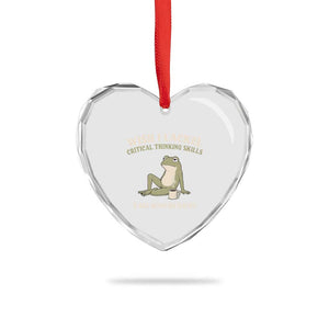 Funny Overthinking Frog Drinking Coffee Meme Heart Crystal Glass Ornament What If Everyone Else Is Just Underthinking