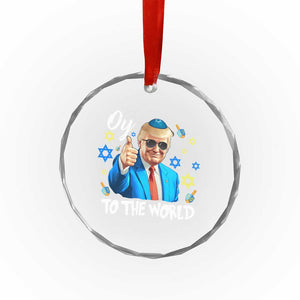 Funny Oy To The World Hanukkah Trump Crystal Glass Ornament Chanukah Jewish Trump David Stars TS11 Print Your Wear