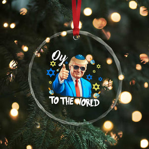 Funny Oy To The World Hanukkah Trump Crystal Glass Ornament Chanukah Jewish Trump David Stars TS11 Print Your Wear
