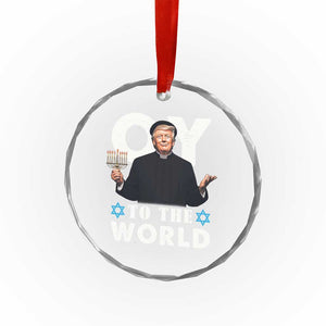Funny Oy To The World Hanukkah Trump Crystal Glass Ornament Menorah David Stars Chanukah Jewish TS11 Print Your Wear