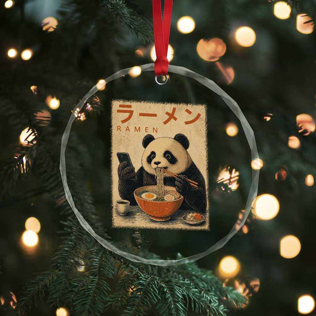 Funny Panda Eating Ramen Scrolling Phone Crystal Glass Ornament Japanese Art Aesthetic TS12 Print Your Wear