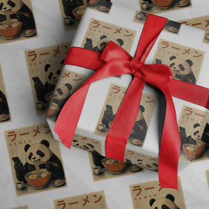 Funny Panda Eating Ramen Scrolling Phone Wrapping Paper Roll Japanese Art Aesthetic TS12 White Print Your Wear