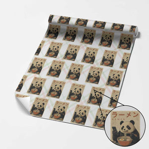 Funny Panda Eating Ramen Scrolling Phone Wrapping Paper Roll Japanese Art Aesthetic TS12 Christmas Plaid Print Your Wear