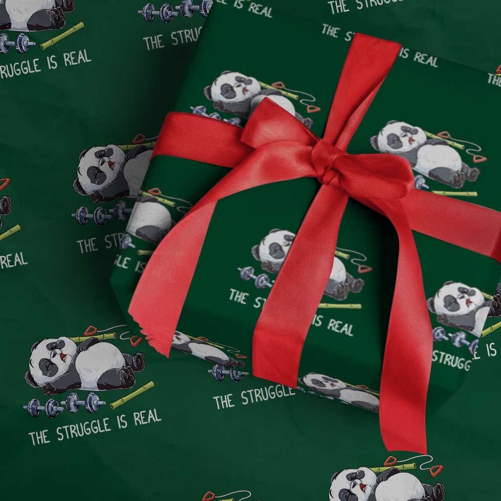 Funny Panda Workout Gift Wrapping Paper Roll The Struggle Is Real TS12 Green Print Your Wear