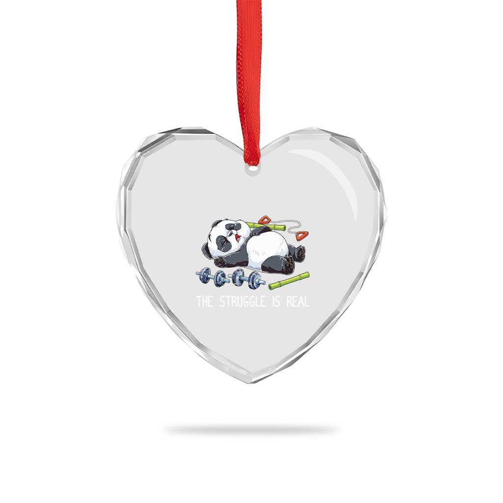 Funny Panda Workout Gift Heart Crystal Glass Ornament The Struggle Is Real TS12 Print Your Wear