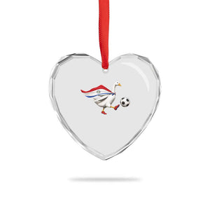 Funny Paraguay Soccer Heart Crystal Glass Ornament Goose Wearing Paraguayan Flag Patriotic Football Fan Graphic TS10 Print Your Wear