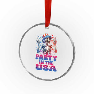 Funny Party In The USA Skeleton Rock Hand Crystal Glass Ornament 4th Of July Rocker Gift TS12 Print Your Wear