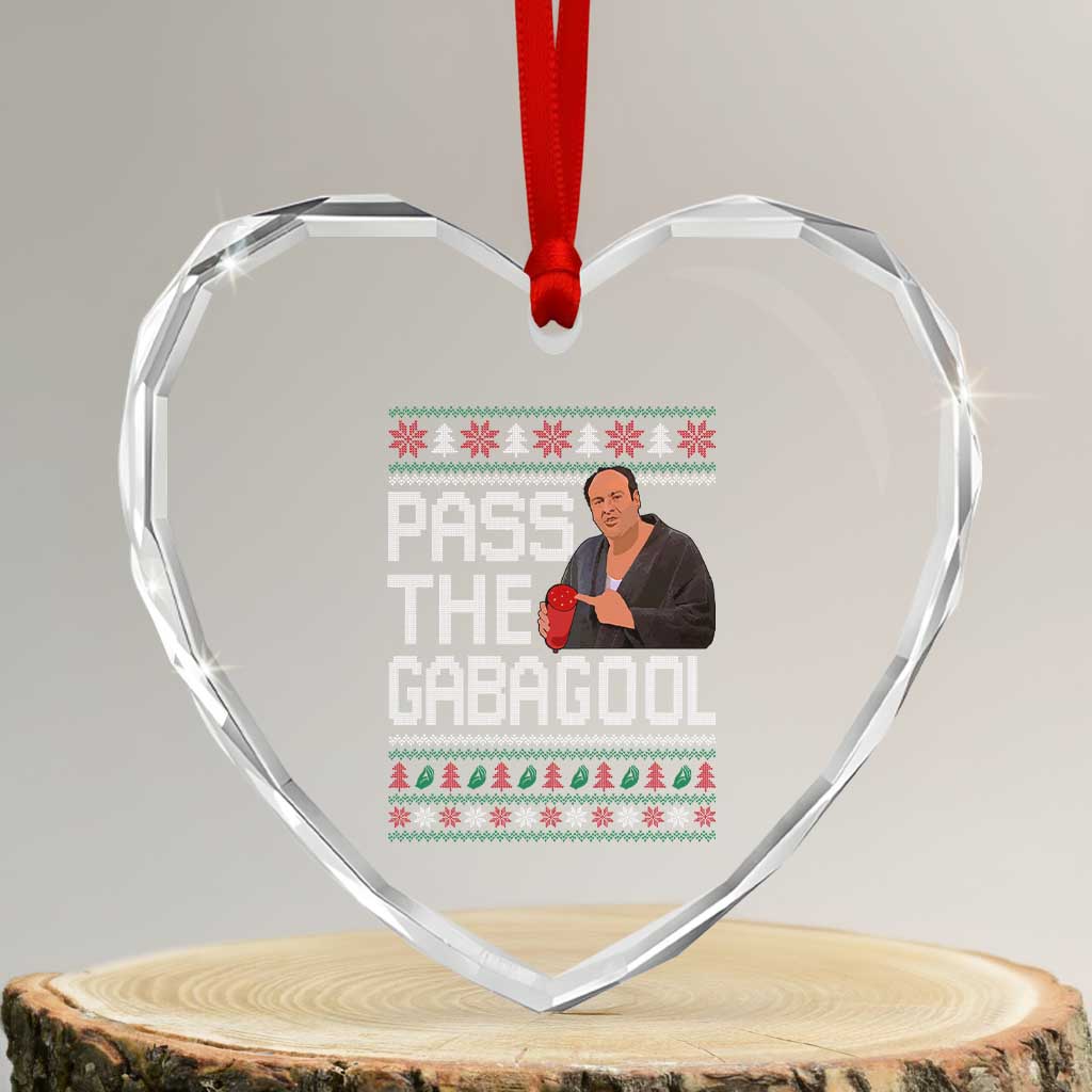 Funny Pass The Gabagool Christmas Heart Crystal Glass Ornament Italian Food Xmas Mafia Movie TS11 Transparent Glass 3'' Heart Print Your Wear