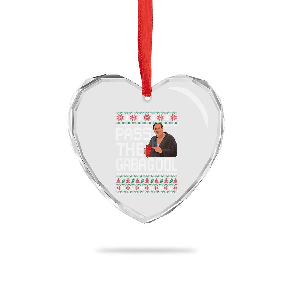 Funny Pass The Gabagool Christmas Heart Crystal Glass Ornament Italian Food Xmas Mafia Movie TS11 Print Your Wear