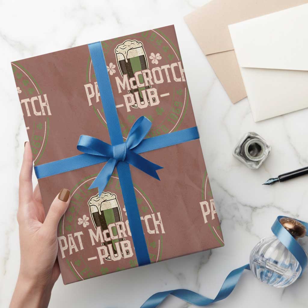Funny Pat McCrotch Irish Pub Wrapping Paper Roll St Patricks Day Adult Humor Party Drinking TS11 Mocha Print Your Wear