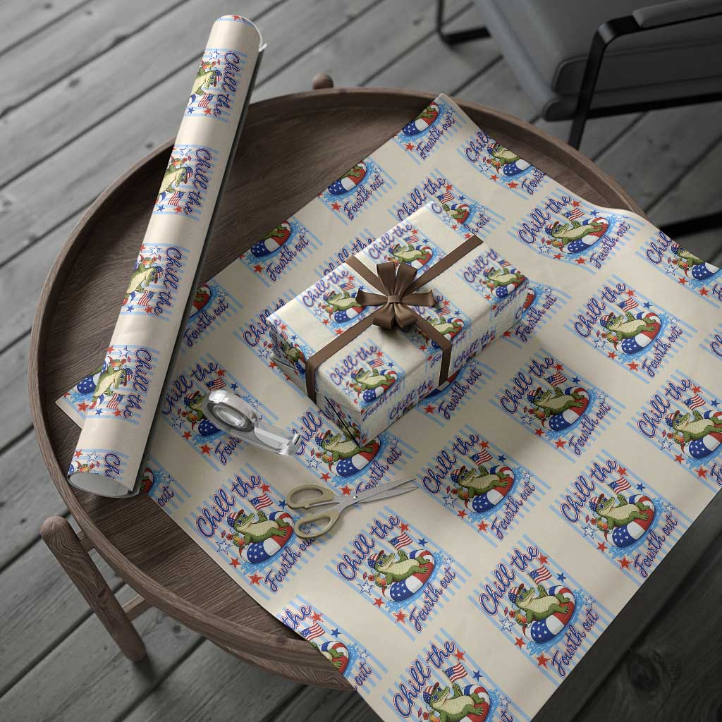 Funny Patriotic Alligator Wrapping Paper Roll Chill The Fourth Out TS12 Beige Print Your Wear