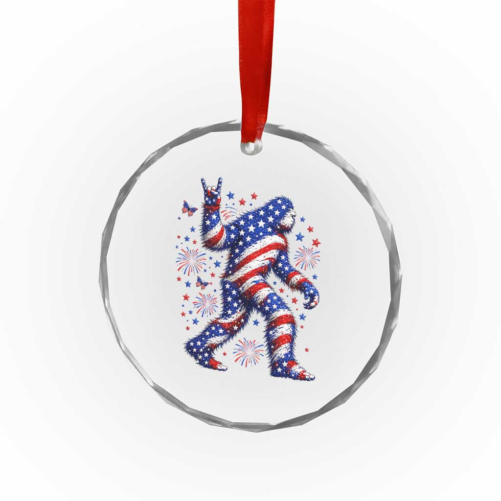 Funny Patriotic Bigfoot Crystal Glass Ornament 4th Of July Freedom TS12 Print Your Wear