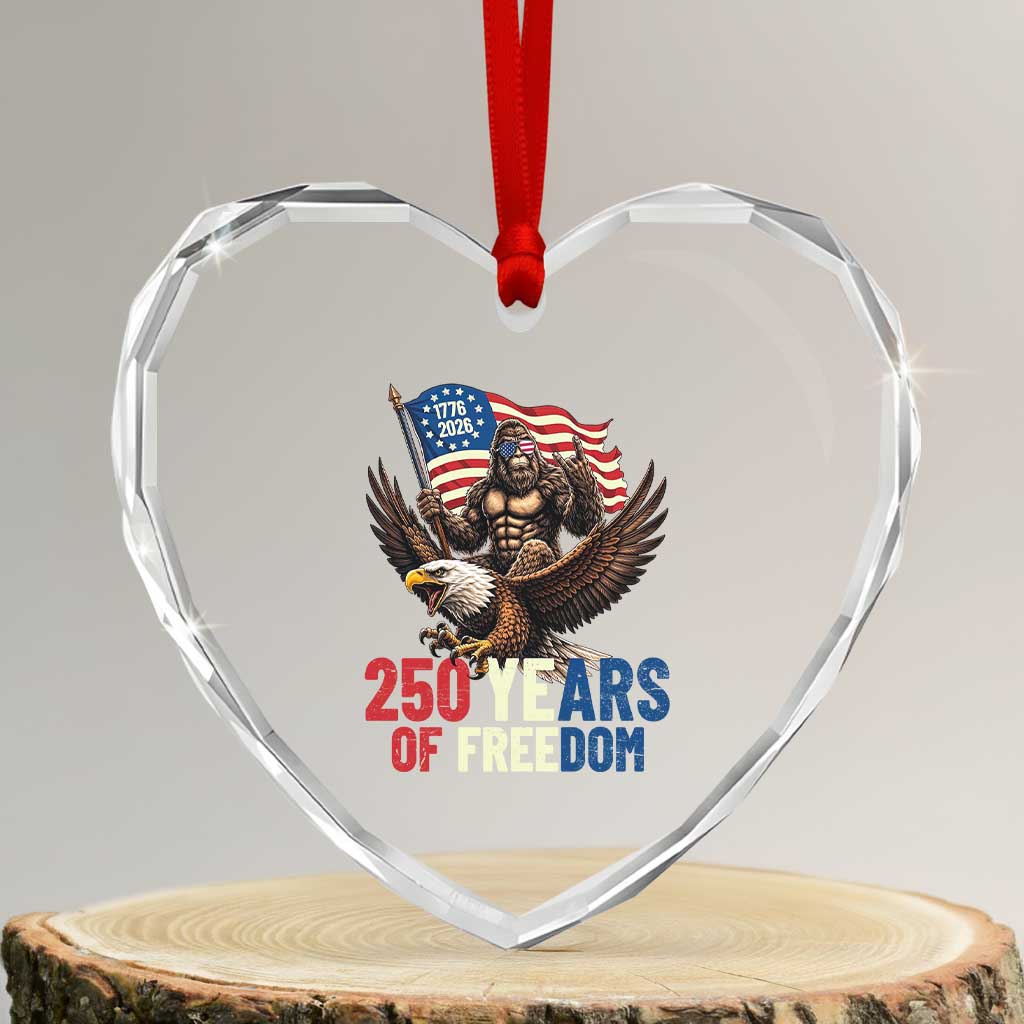 Funny Patriotic Bigfoot Heart Crystal Glass Ornament 250 Years Of American Freedom TS12 Transparent Glass 3'' Heart Print Your Wear