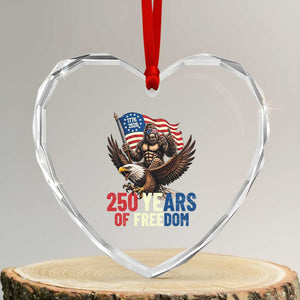 Funny Patriotic Bigfoot Heart Crystal Glass Ornament 250 Years Of American Freedom TS12 Transparent Glass 3'' Heart Print Your Wear