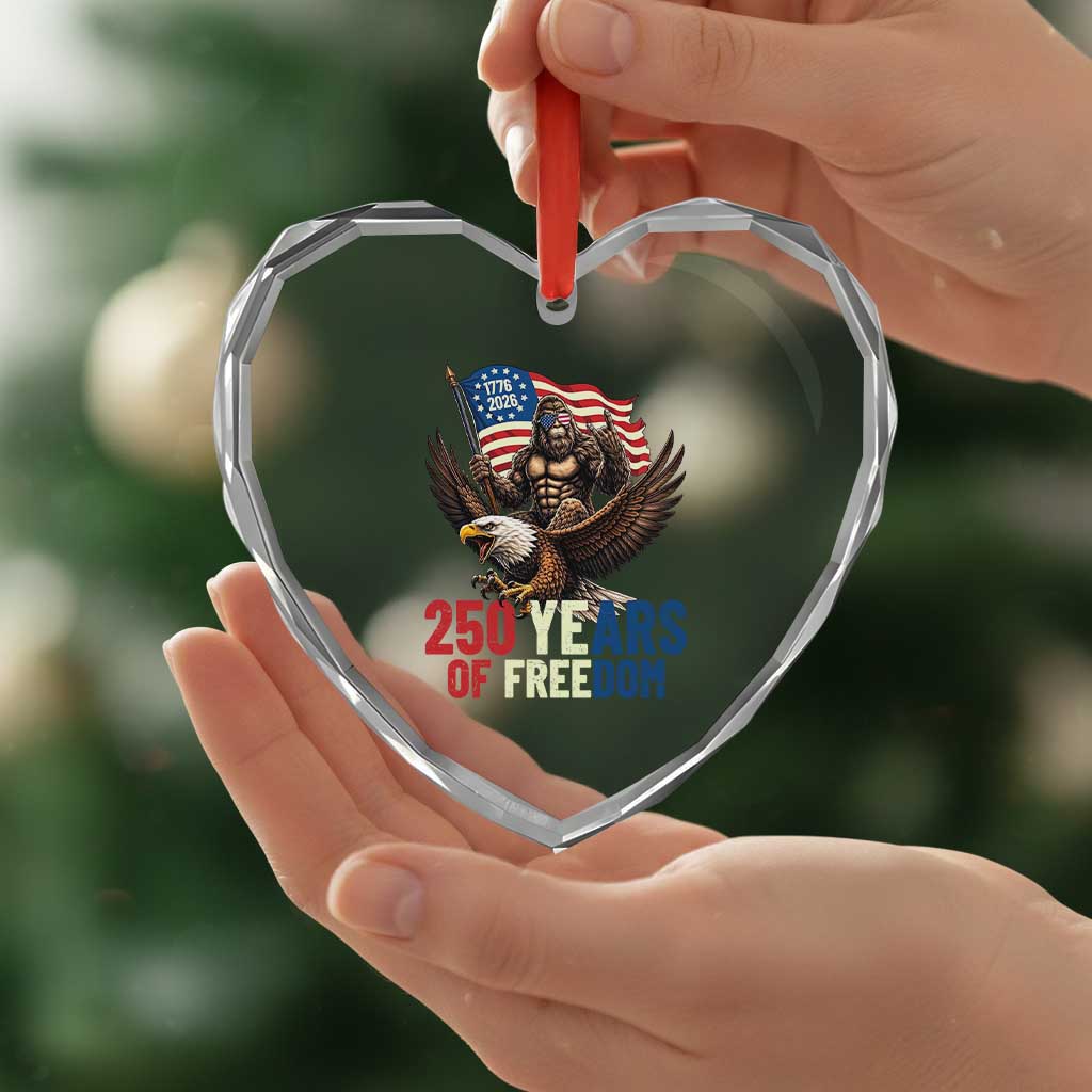Funny Patriotic Bigfoot Heart Crystal Glass Ornament 250 Years Of American Freedom TS12 Print Your Wear