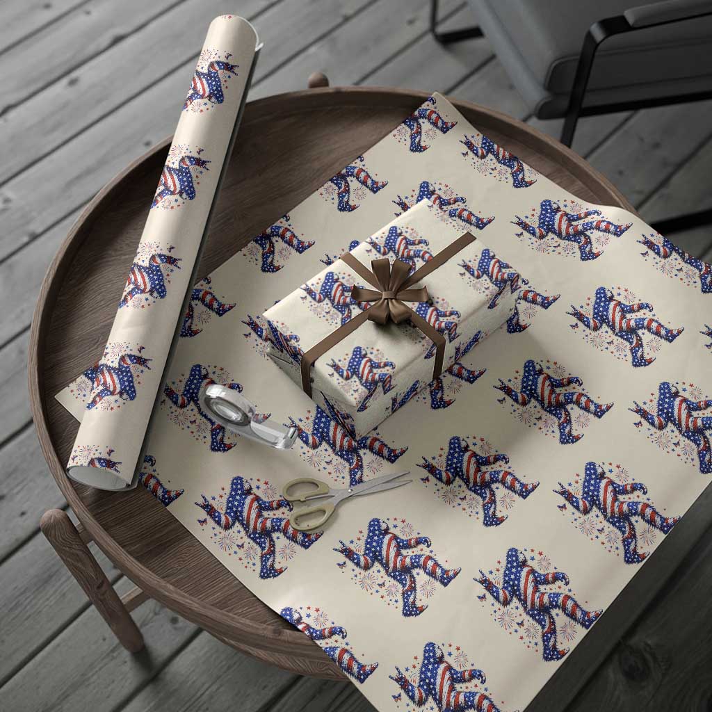 Funny Patriotic Bigfoot Wrapping Paper Roll 4th Of July Freedom