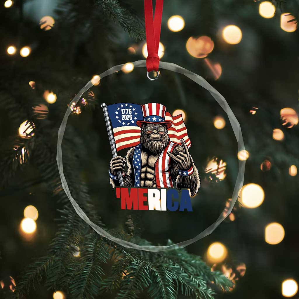 Funny Patriotic Bigfoot Merica Rock Crystal Glass Ornament USA 250th Anniversary TS12 Print Your Wear