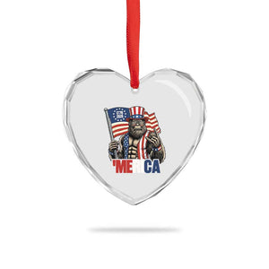 Funny Patriotic Bigfoot Merica Rock Heart Crystal Glass Ornament USA 250th Anniversary TS12 Print Your Wear