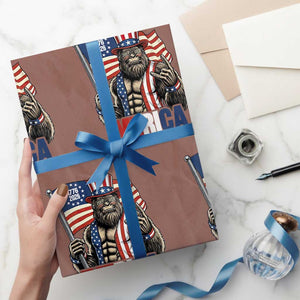 Funny Patriotic Bigfoot Merica Rock Wrapping Paper Roll USA 250th Anniversary TS12 Mocha Print Your Wear