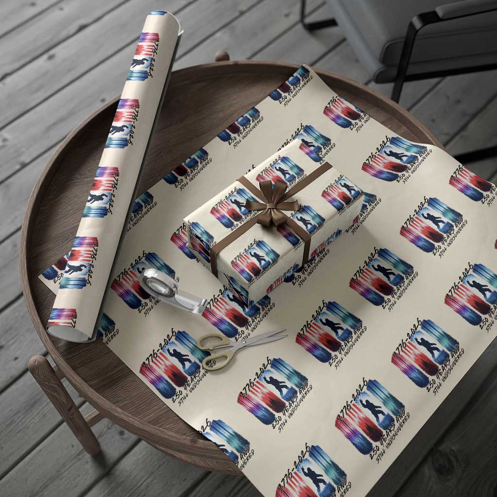 Funny Patriotic Bigfoot Wrapping Paper Roll 250 Years And Still Undiscovered TS12 Beige Print Your Wear