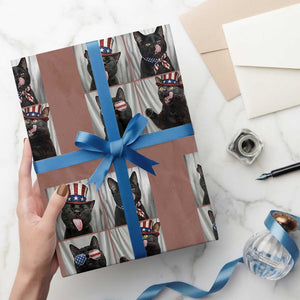 Funny Patriotic Black British Shorthair Cat Selfie Wrapping Paper Roll TS12 Mocha Print Your Wear