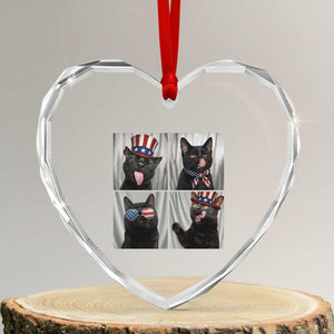 Funny Patriotic Black British Shorthair Cat Selfie Heart Crystal Glass Ornament TS12 Transparent Glass 3'' Heart Print Your Wear