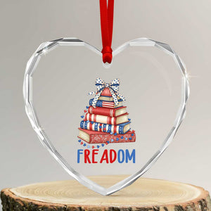 Funny Patriotic Book Lover Gift Heart Crystal Glass Ornament Freadom TS12 Transparent Glass 3'' Heart Print Your Wear