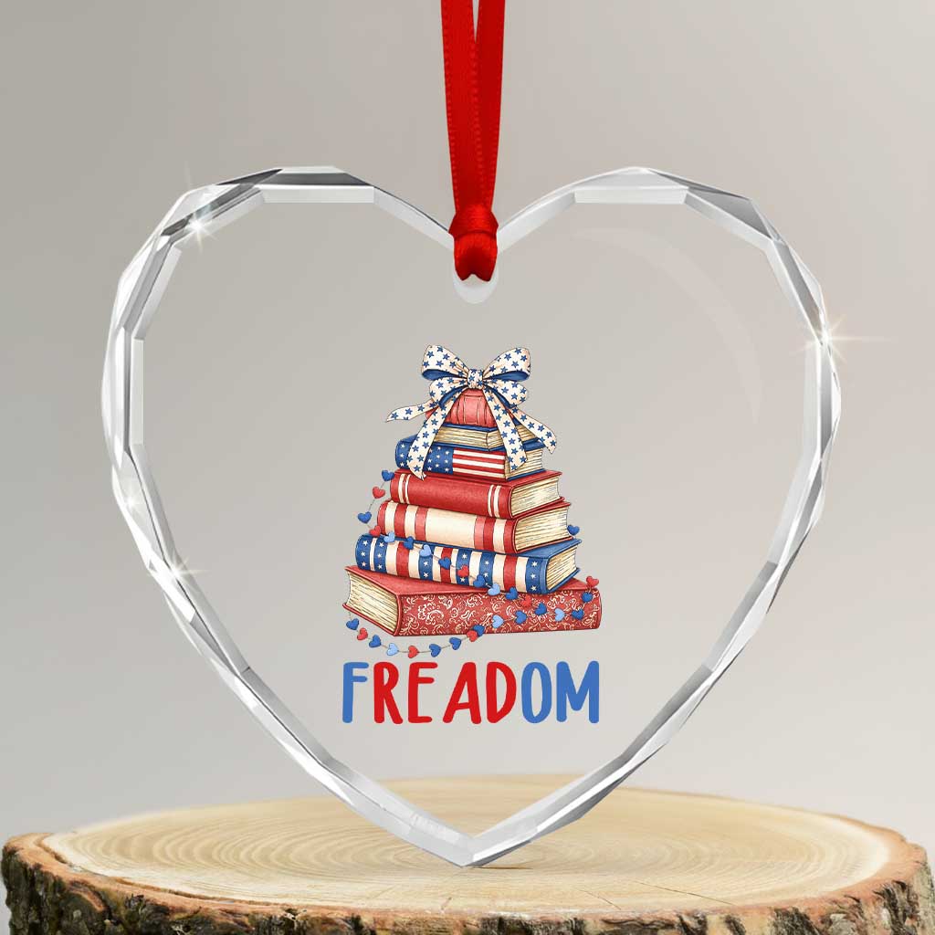 Funny Patriotic Book Lover Gift Heart Crystal Glass Ornament Freadom TS12 Transparent Glass 3'' Heart Print Your Wear