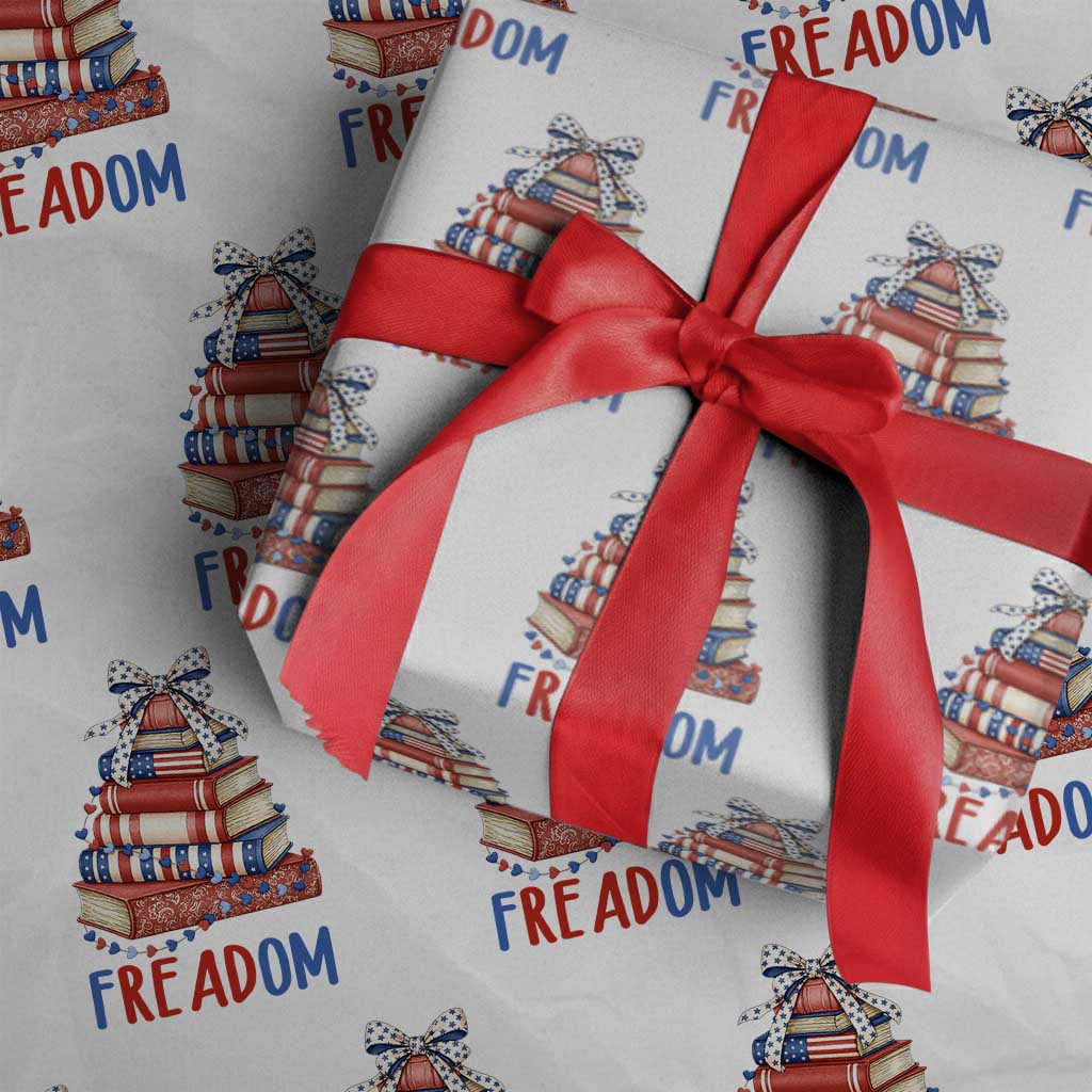 Funny Patriotic Book Lover Gift Wrapping Paper Roll Freadom TS12 White Print Your Wear