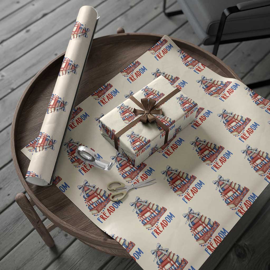 Funny Patriotic Book Lover Gift Wrapping Paper Roll Freadom TS12 Beige Print Your Wear