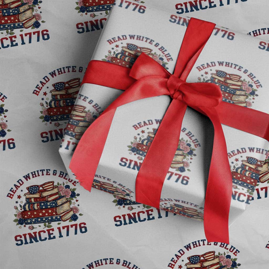 Funny Patriotic Book Lover Gift Wrapping Paper Roll Read White Blue Since 1776 TS12 White Print Your Wear