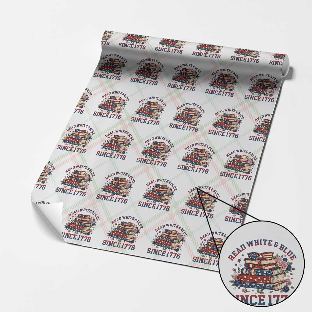 Funny Patriotic Book Lover Gift Wrapping Paper Roll Read White Blue Since 1776 TS12 Christmas Plaid Print Your Wear