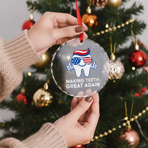 Funny Patriotic Dentist Crystal Glass Ornament Making Teeth Great Again America Oral Health Toothpaste Hair TS02 Print Your Wear