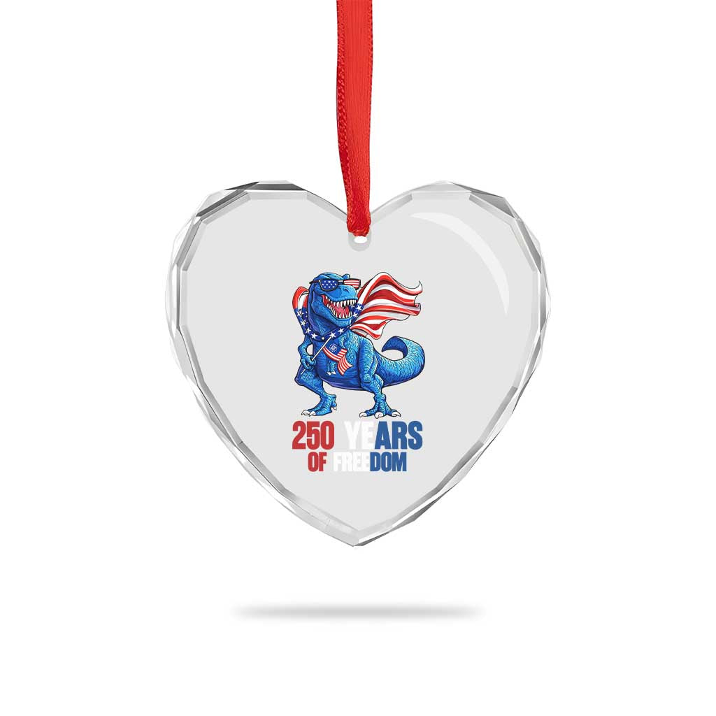 Funny Patriotic Dinosaur Heart Crystal Glass Ornament 250 Years Of Freedom TS12 Print Your Wear