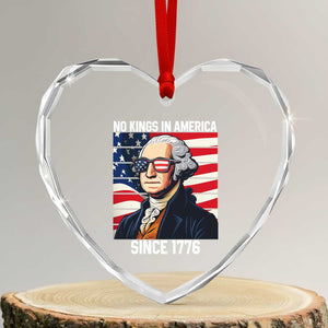 Funny Patriotic Founding Father Heart Crystal Glass Ornament No Kings in America Since 1776 4th of July TS02 Transparent Glass 3'' Heart Print Your Wear