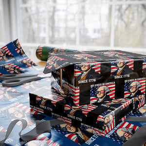 Funny Patriotic Founding Father Wrapping Paper Roll No Kings in America Since 1776 4th of July TS02 Black Print Your Wear