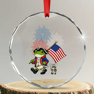 Funny Patriotic Frog Crystal Glass Ornament Celebrating 250 Years Of Freedom TS12 Transparent Glass 3'' Circle Print Your Wear