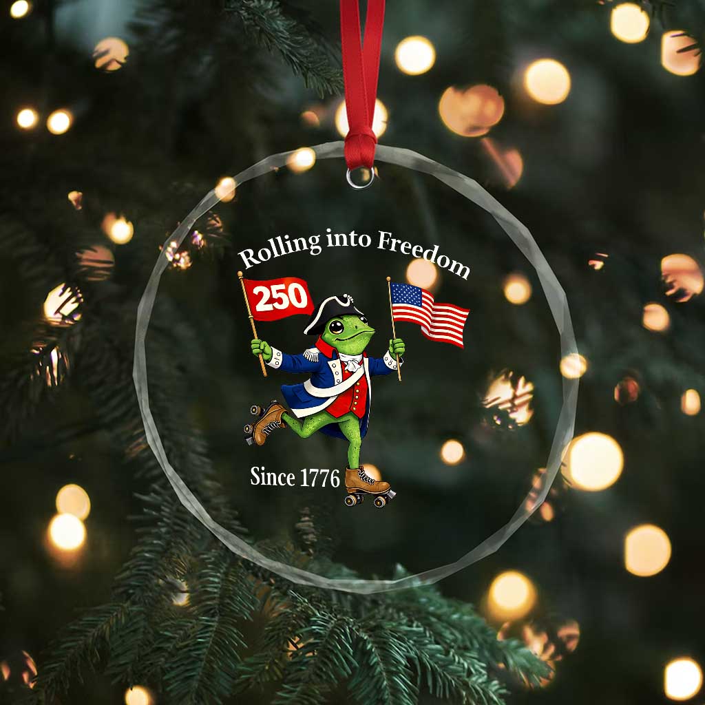 Funny Patriotic Frog Crystal Glass Ornament Rolling Into 250 Years Of Liberty TS12 Print Your Wear