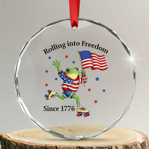 Funny Patriotic Frog Crystal Glass Ornament Rolling Into Freedom Since 1776 TS12 Transparent Glass 3'' Circle Print Your Wear