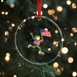 Funny Patriotic Frog Crystal Glass Ornament Rolling Into Freedom Since 1776 TS12 Print Your Wear