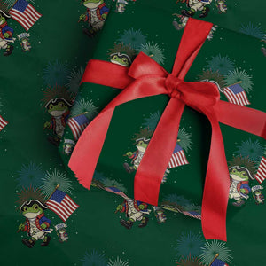 Funny Patriotic Frog Wrapping Paper Roll Celebrating 250 Years Of Freedom TS12 Green Print Your Wear