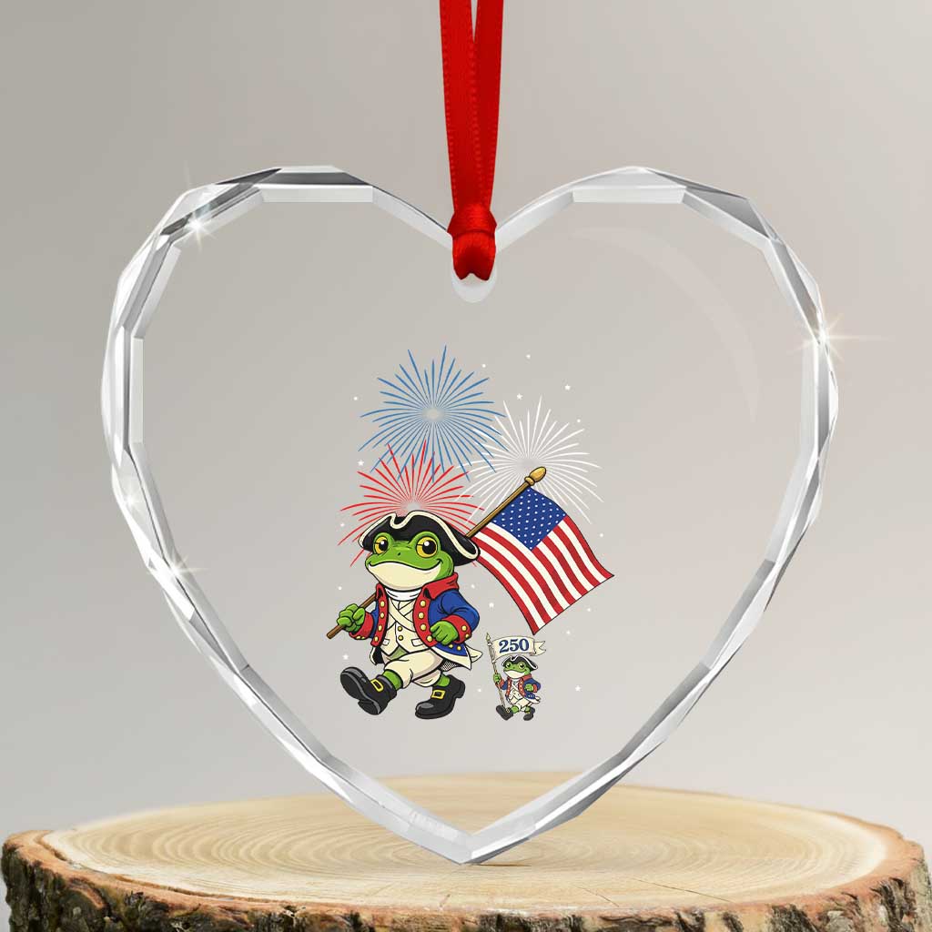 Funny Patriotic Frog Heart Crystal Glass Ornament Celebrating 250 Years Of Freedom TS12 Transparent Glass 3'' Heart Print Your Wear