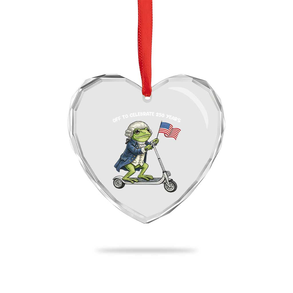 Funny Patriotic Frog Heart Crystal Glass Ornament Off To Celebrate 250 Years Of Freedom TS12 Print Your Wear