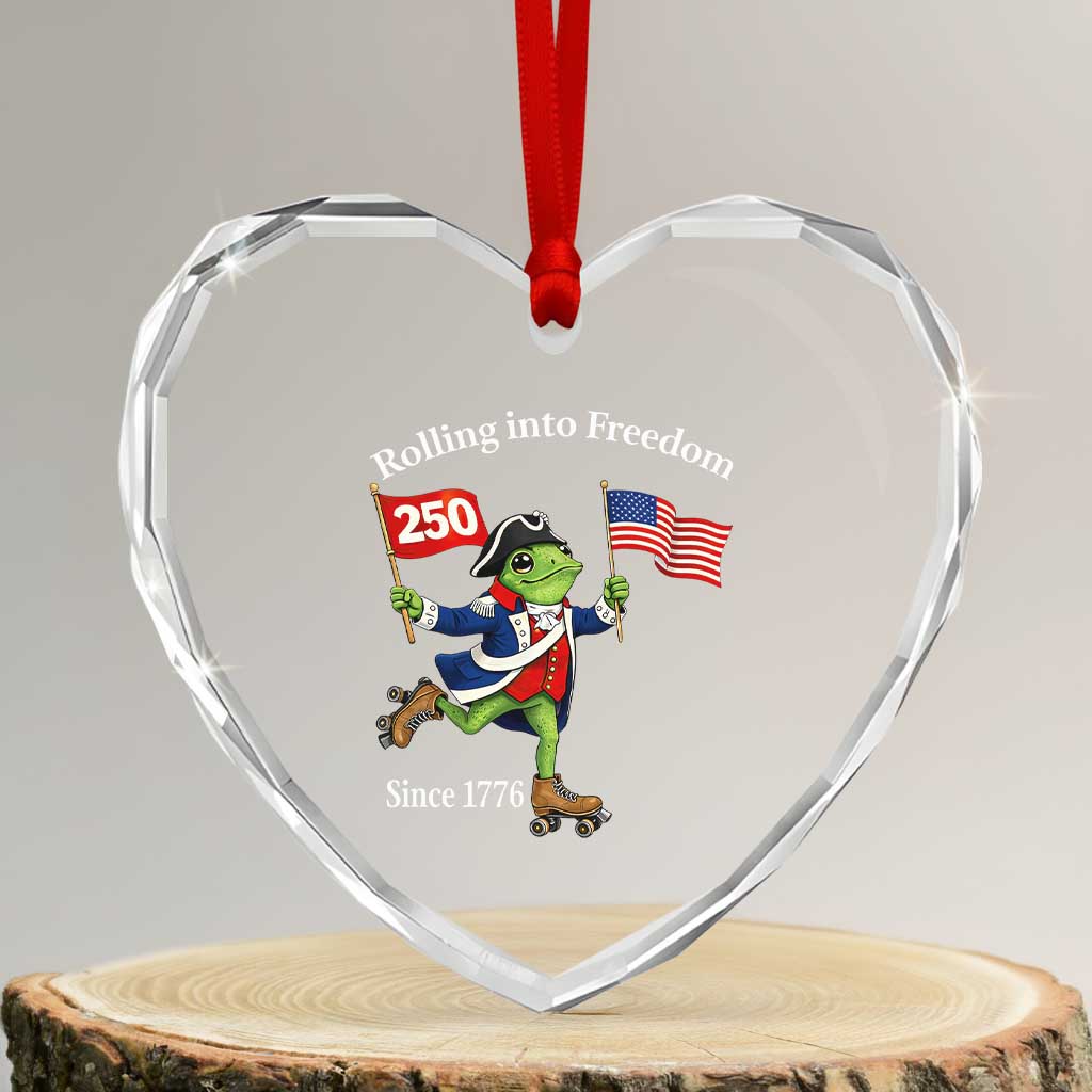 Funny Patriotic Frog Heart Crystal Glass Ornament Rolling Into 250 Years Of Liberty TS12 Transparent Glass 3'' Heart Print Your Wear