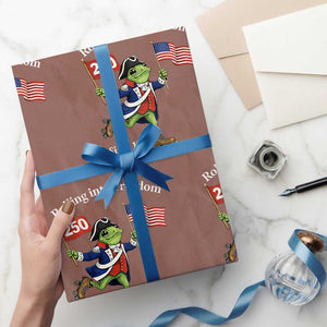 Funny Patriotic Frog Wrapping Paper Roll Rolling Into 250 Years Of Liberty TS12 Mocha Print Your Wear